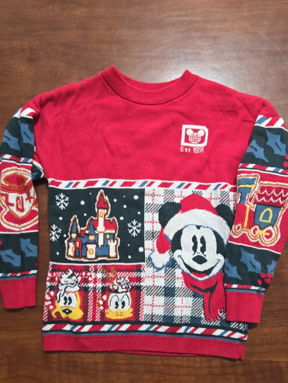 Red Mickey Mouse Holiday Spirit Jersey Christmas Sweater Sz 4